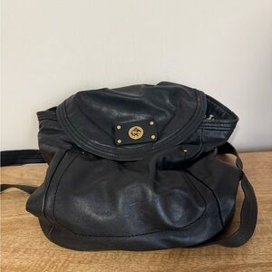 Marc Jacobs Turnlock Black Leather Backpack